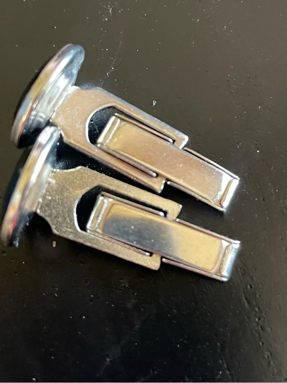 Vintage Pioneer Cufflinks Black Onyx Silver Tone Metal Pair tux formal links